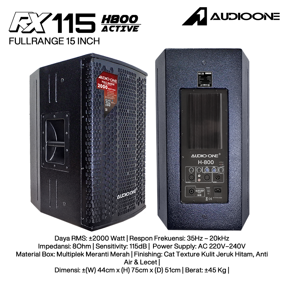 Audio One Speaker RX 15Inch Aktif 2000W H-800 RX 115A