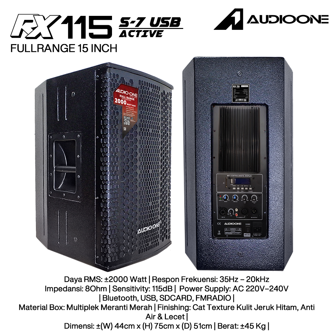 Audio One Speaker RX 15Inch Aktif 2000W S7-USB RX 115A