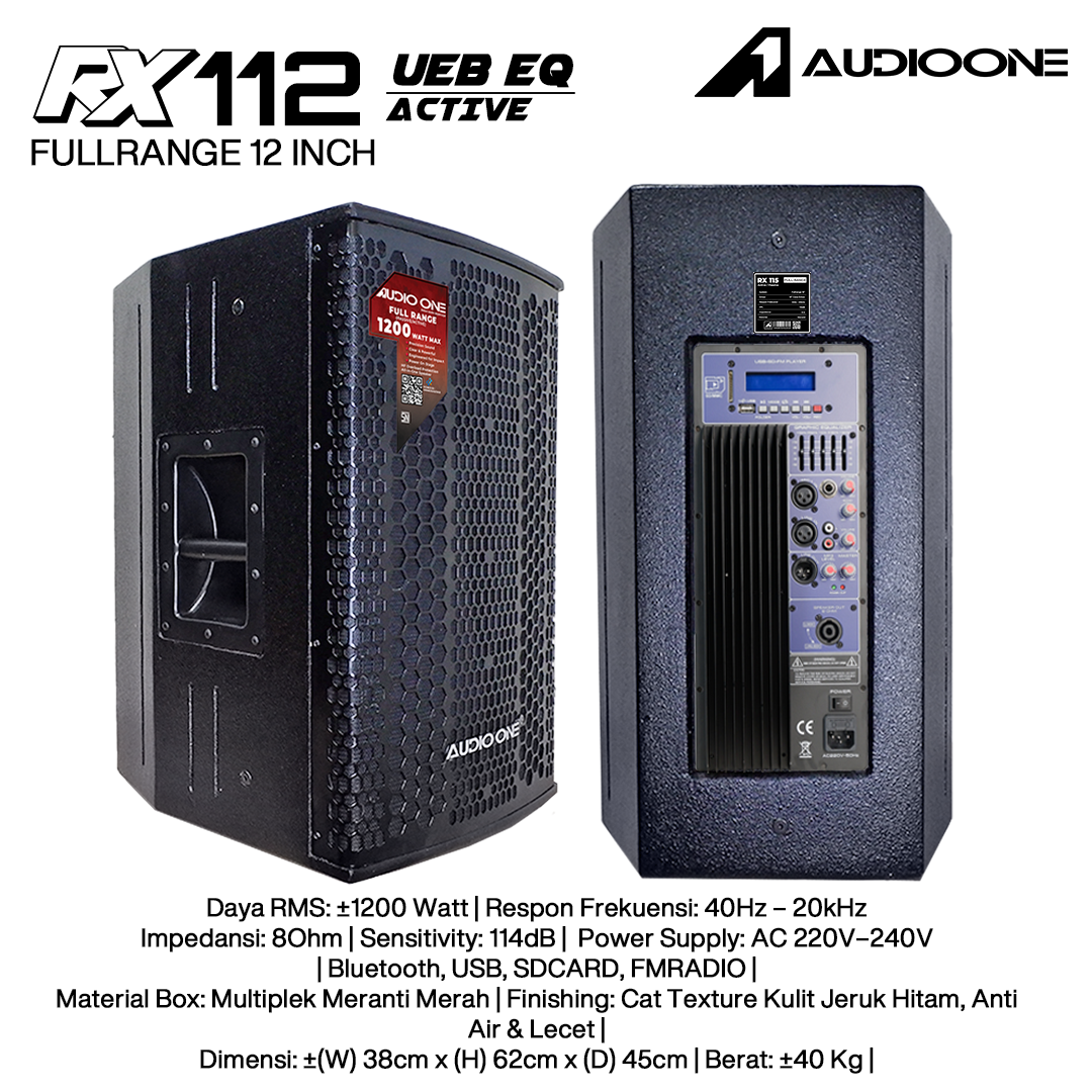 Audio One Speaker RX 12Inch Aktif 1200W UEB-EQ RX 112A