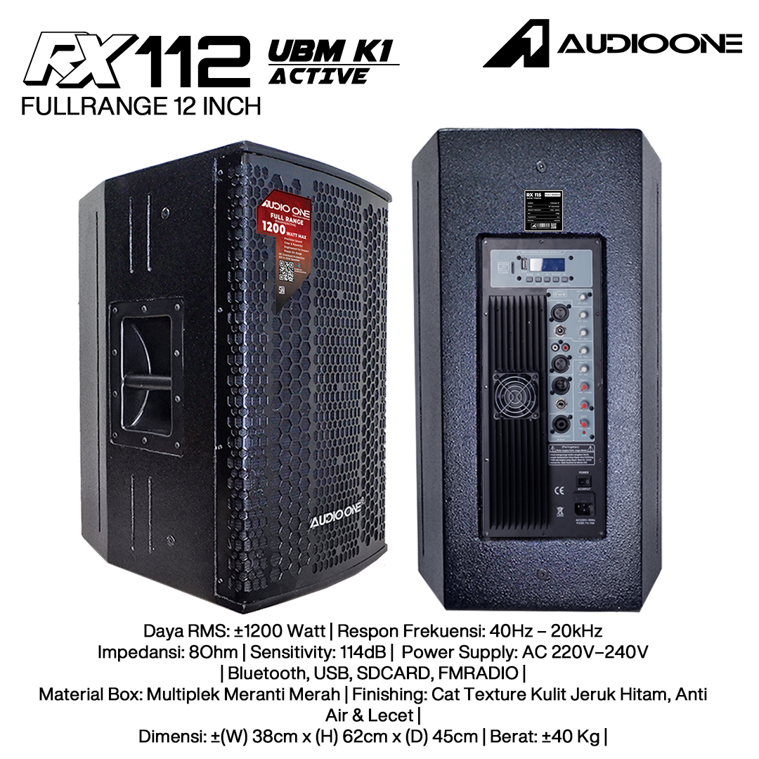 Audio One Speaker RX 12Inch Aktif 1200W UBM-K1 RX 112A