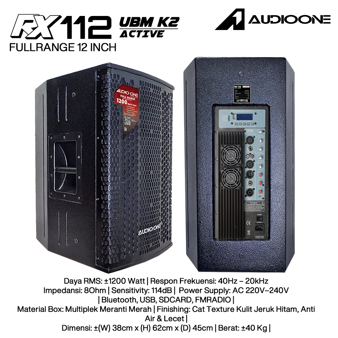 Audio One Speaker RX 12Inch Aktif 1200W UBM-K2 RX 112A