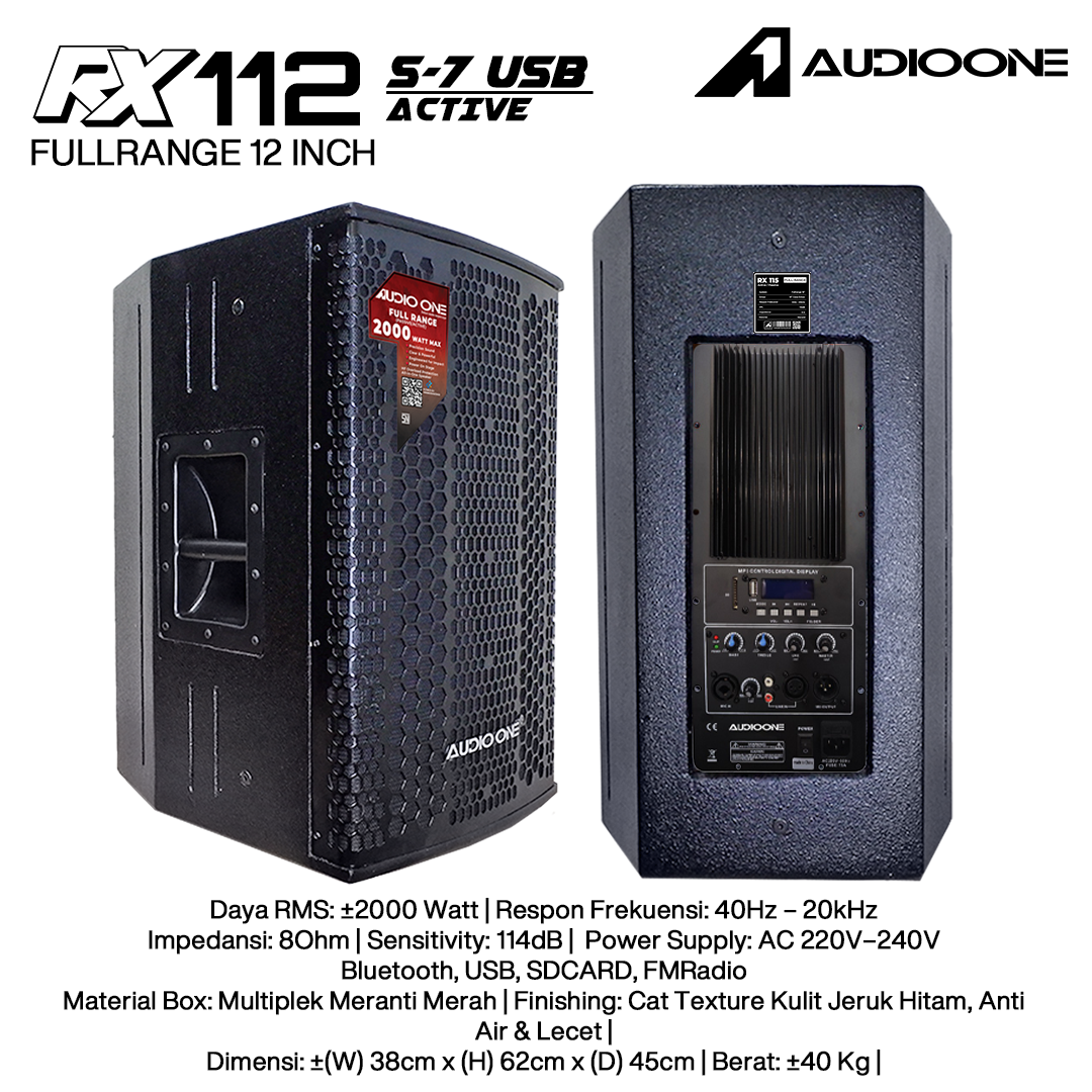 Audio One Speaker RX 12Inch Aktif 2000W S7-USB RX 112A