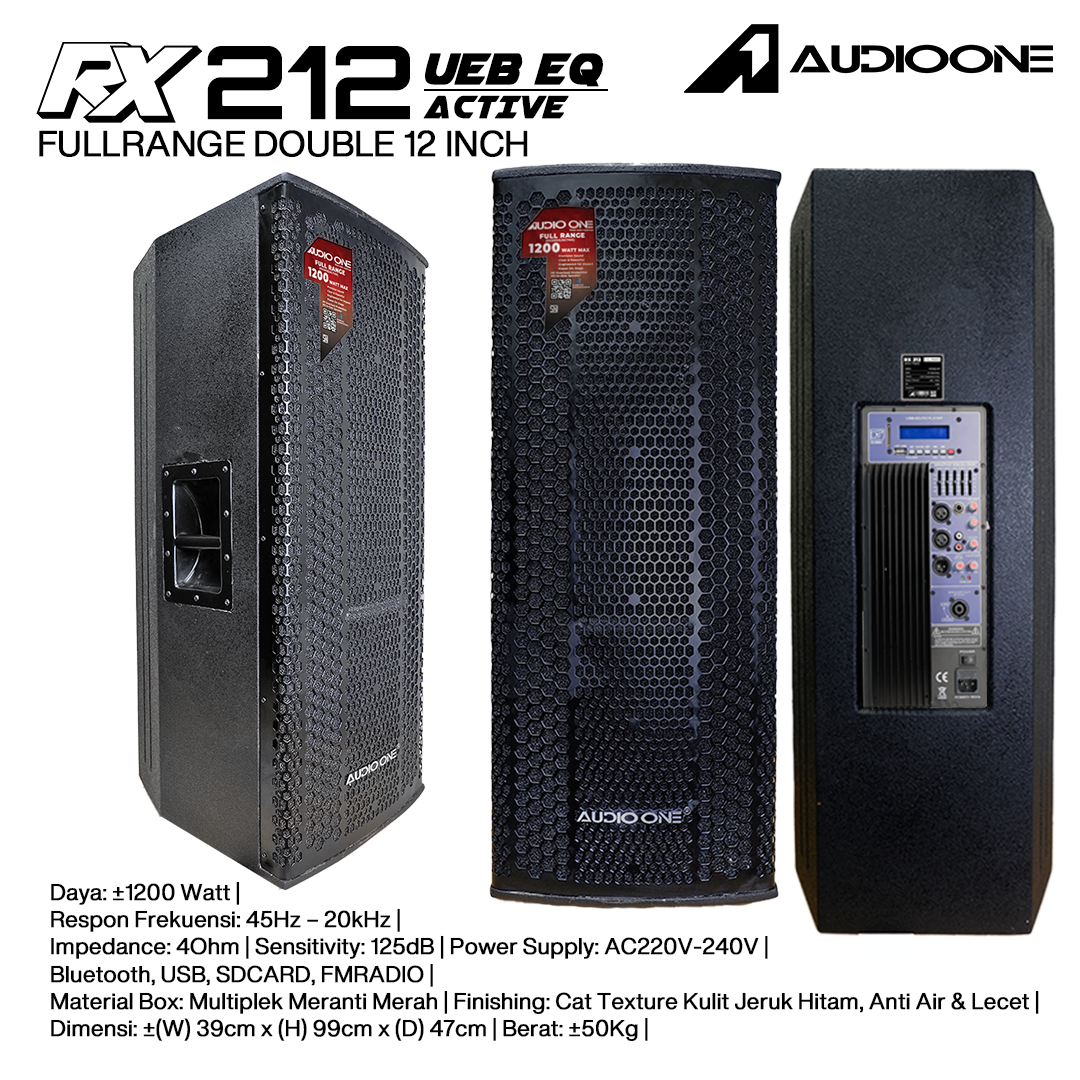 Audio One Speaker Double RX 2x12" Aktif 1200W UEB EQ RX 212A