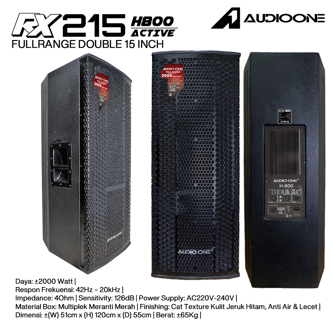 Audio One Speaker Double RX 2x15" Aktif 2000W H-800 RX 215A