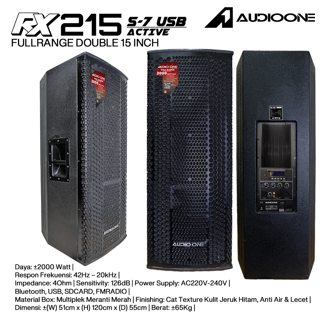 Audio One Speaker Double RX 2x15" Aktif 2000W S7-USB RX 215A