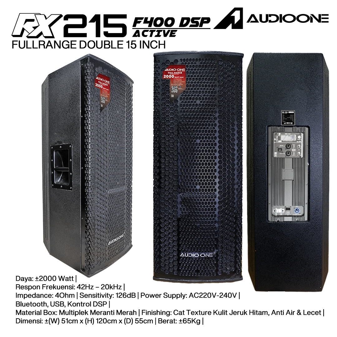 Audio One Speaker Double RX 2x15" Aktif 2000W DSP F-400 RX 215A