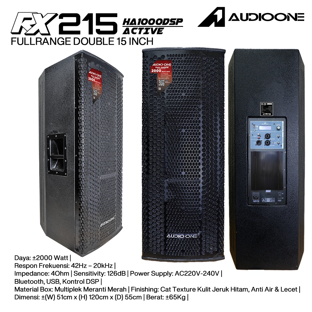 Audio One Speaker Double RX 2x15" Aktif 2000W DSP HA-1000 RX 215A