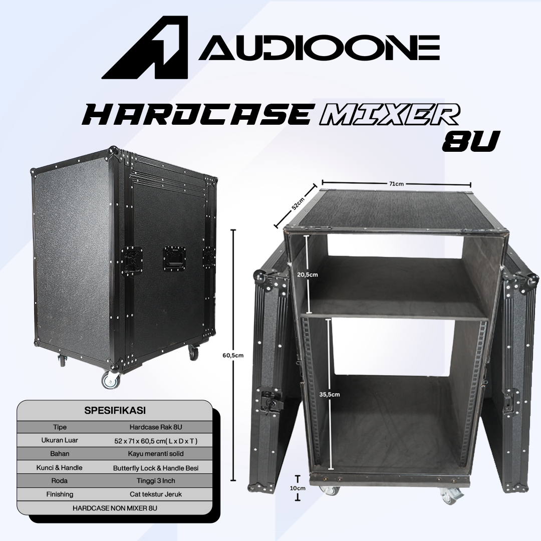 Box Hardcase Mixer Power Amplifier Ukuran 8u Lis Hitam